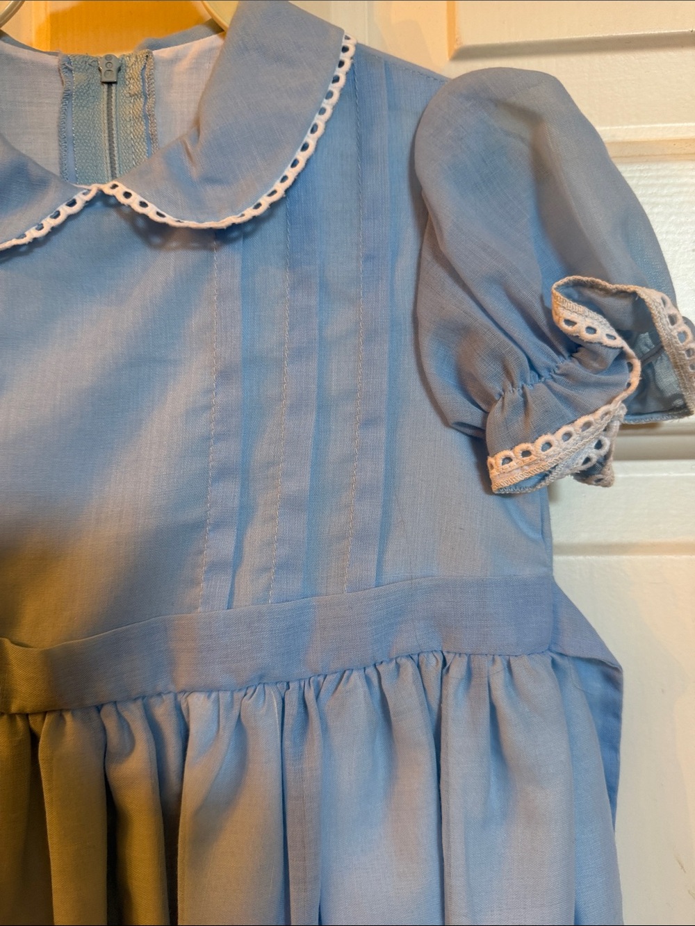 Classic Light Blue Peter Pan Collar Girls Vintage Dress - Picture 4 of 11